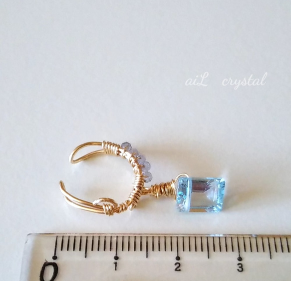 [14kgf] 寶石品質天藍色托帕石耳夾，一隻耳朵，一種尺寸最適合 第7張的照片