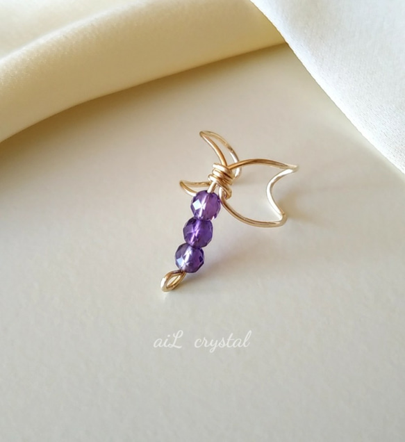 [14kgf] 紫水晶耳套均碼　二月生日石 第1張的照片