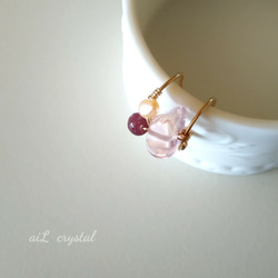 【14kgf】櫻花玫瑰石英淡水珍珠鱗片耳套右耳/左耳均碼 第3張的照片