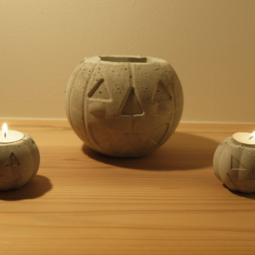 送料無料】ハロウィンにピッタリ パンプキンのモルタルキャンドル