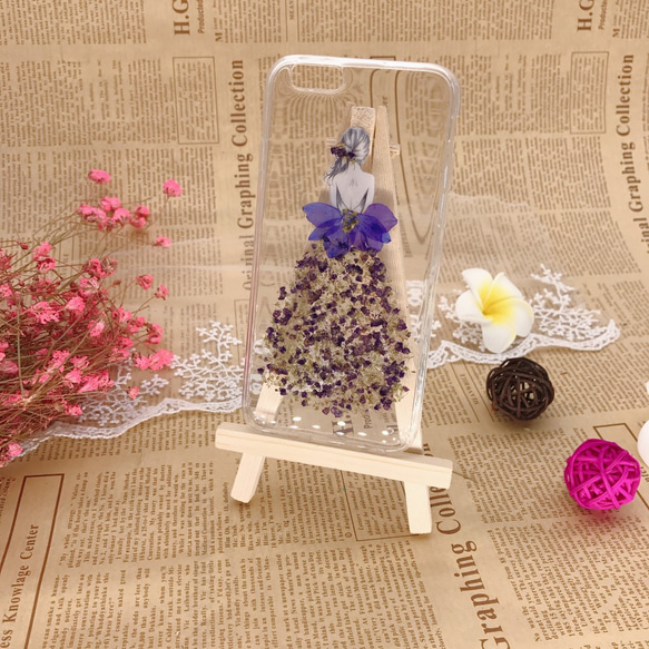 【紫姫】押し花ケース iPhone/Galaxy/Xperia対応可能 機種選択無料 2枚目の画像