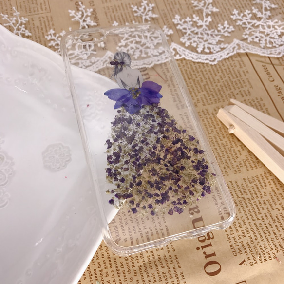 【紫姫】押し花ケース iPhone/Galaxy/Xperia対応可能 機種選択無料 5枚目の画像