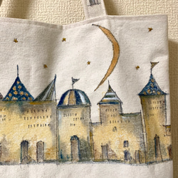 送無　手描きと刺繍　トートバッグ　帆布　 3枚目の画像