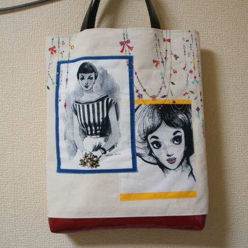 トートバッグ☆中原淳一さんのイラストと手描き 2 トートバッグ IMS 