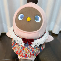 ✨新作✨【送料無料】ラボちゃん用　リボン、羊毛フェルトお花のレースビブカラー（つけ襟）つけ襟とリボン又はお花セット可愛い 10枚目の画像