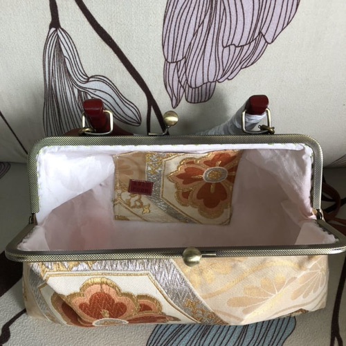 アンズルーム☆ハンドメイド☆2WAY☆着物 帯リメイク☆がま口