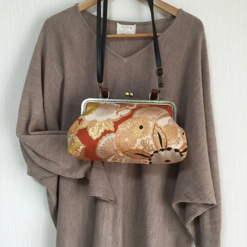 アンズルーム☆ハンドメイド☆2WAY☆着物 帯リメイク☆がま口