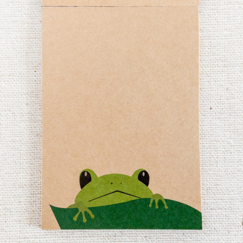 メモ帳】葉っぱからのぞくかえるのクラフト紙のメモ メモ帳 ムームー