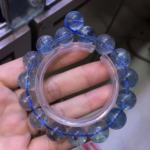 天然無処理 云母いり アクアマリン ブレスレット ブレスレット 天然石  