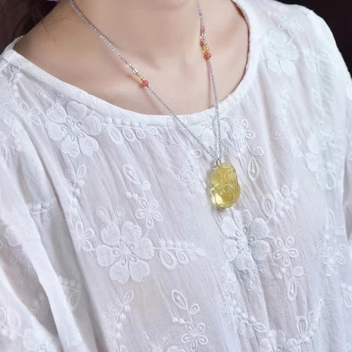 天然無処理 シトリン 貔貅さん ネックレス 35mm ネックレス