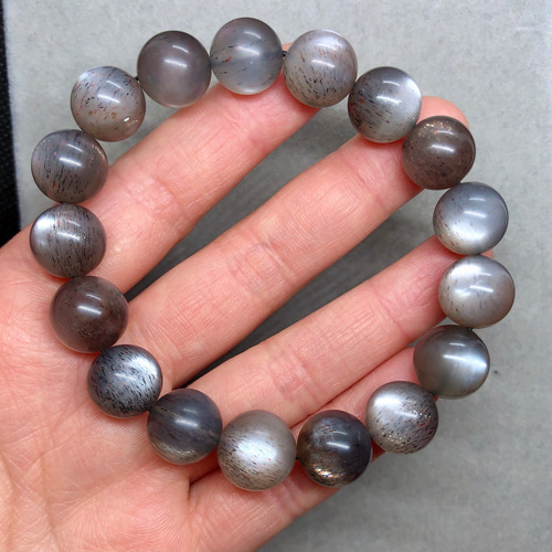 天然無処理 ブラックサンストーン ブレスレット 12-12.5mm  