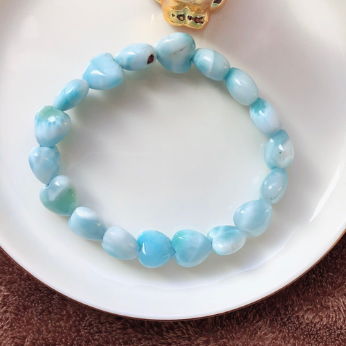 天然無処理 ラリマー 可愛い♡ ブレスレット 両面ふっくら 12mm  