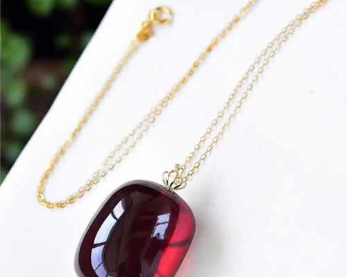 天然無処理 レッドアンバー 琥珀 ネックレス 7.3g ネックレス  