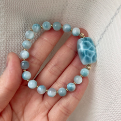 天然無処理 ラリマー デザイン ブレスレット ブレスレット 天然石屋