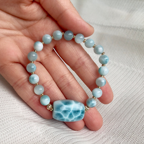 天然無処理 ラリマー デザイン ブレスレット ブレスレット 天然石屋