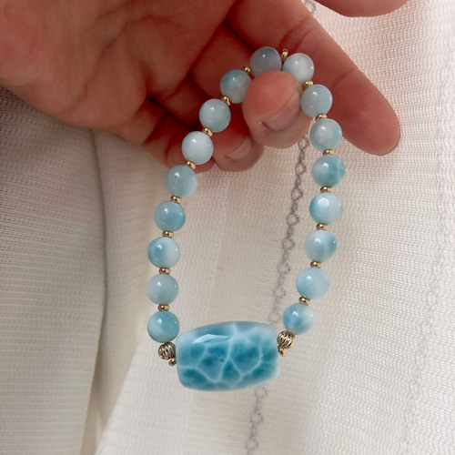 天然無処理 ラリマー デザイン ブレスレット ブレスレット 天然石屋