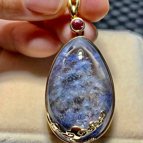 天然無処理 レア品 バイカラー デュモルチェライトインクォーツ  