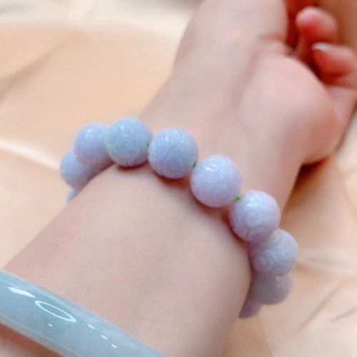 A貨 ラベンダー ヒスイ 翡翠 回紋珠 ブレスレット ブレスレット