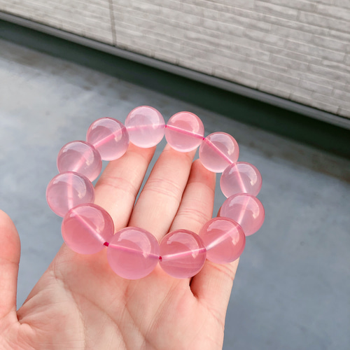 天然無処理 ローズクォーツ 大玉18mm ブレスレット ブレスレット 