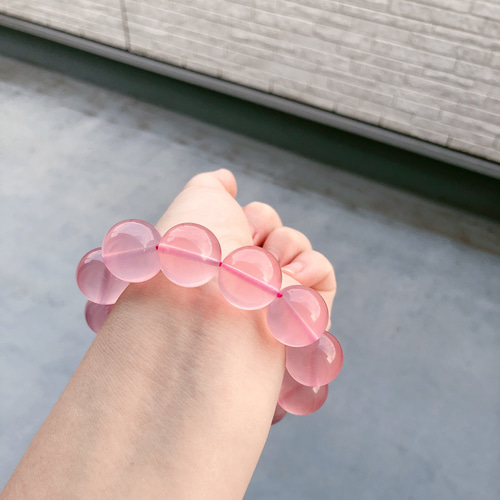 天然無処理 ローズクォーツ 大玉18mm ブレスレット ブレスレット 
