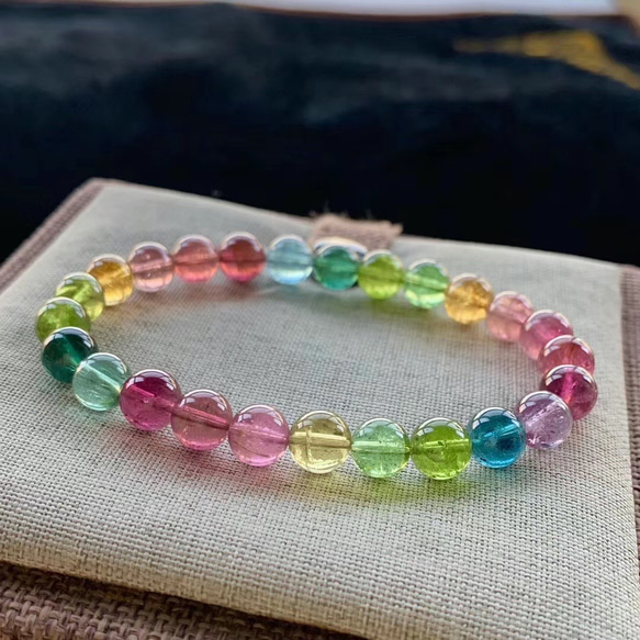 7.5mm-16.8g 天然無処理　トルマリン ブレスレット 天然無処理 トルマリン ブレスレット 7.5-7.8mm16.1g ブレスレット