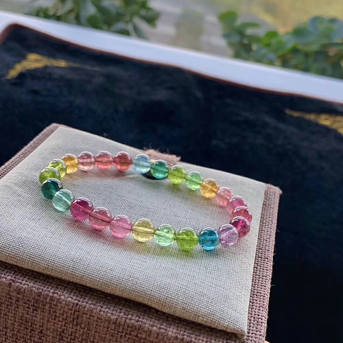 天然無処理 トルマリン ブレスレット 7.5-7.8mm16.1g ブレスレット