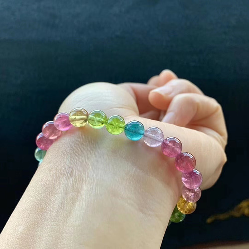 天然無処理 トルマリン ブレスレット 7.5-7.8mm16.1g ブレスレット