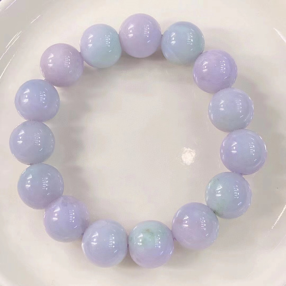 A貨 ラベンダー ヒスイ 翡翠 ブレスレット ミャンマー産 14.5mm  