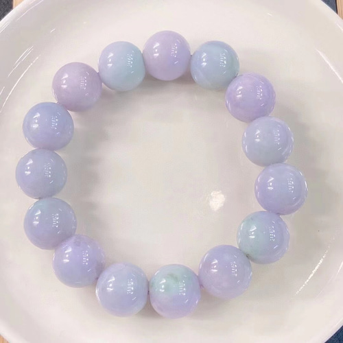 A貨 ラベンダー ヒスイ 翡翠 ブレスレット ミャンマー産 14.5mm 