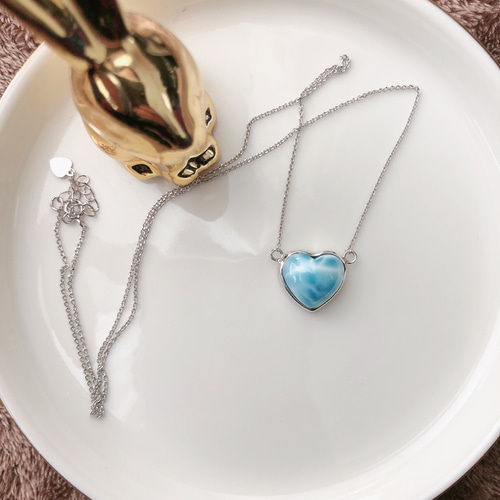 天然無処理ラリマー ♡ハートネックレス s925 ①