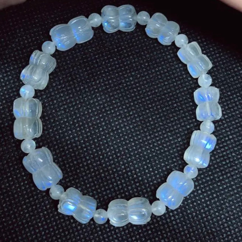 レインボームーンストーン 蓮花珠 ブレスレット 13.5mm 22g  