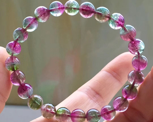 【ウォーターメロン トルマリン】癒しと調和をもたらす 天然石 ブレスレット 0_435d8eed62d13e97101d6e538e22