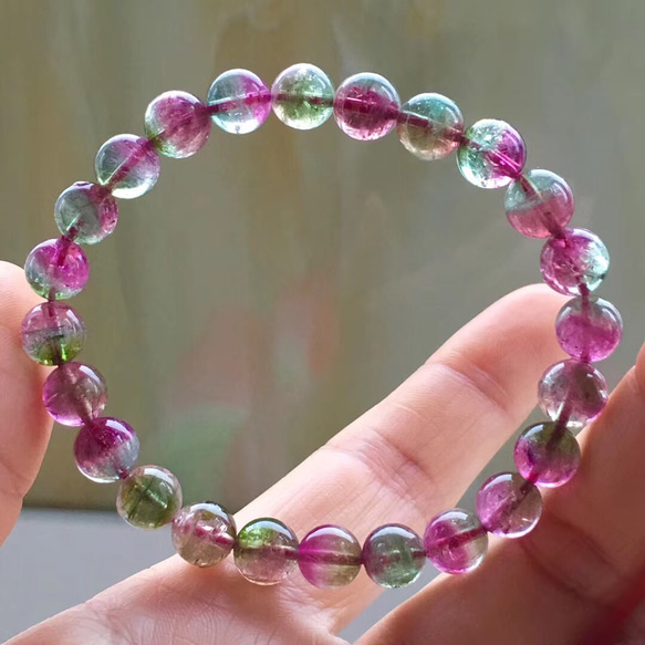レア！ウォーターメロントルマリン　ブレスレット9mm ウォーターメロントルマリン ブレスレット 9mm #NK145 - プレミアム