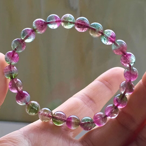 【ウォーターメロントルマリン】彩りのバランス 天然石 ブレスレット 天然 ウォーターメロン トルマリン ブレスレット ブレスレット 天然石