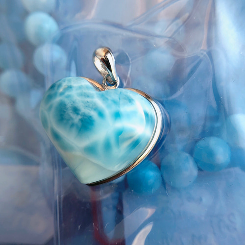 高品質 特大ラリマー ハート ペンダントトップ ラリマー ネックレス