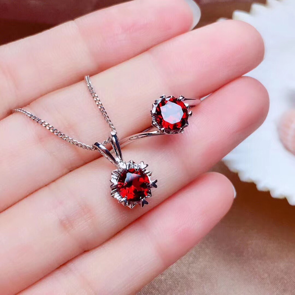 楽天市場】ガーネット 大粒5×8mm ネックレス レディース 18金