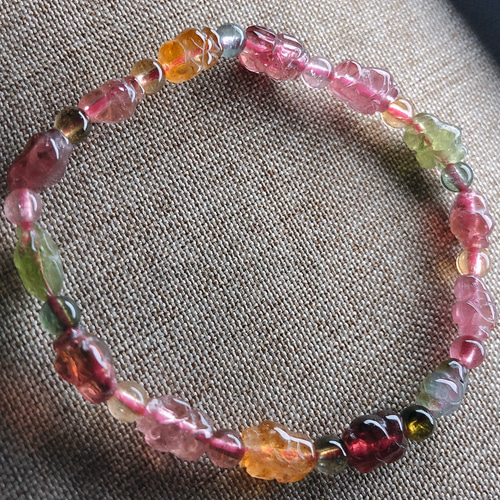 トルマリン 子豚ちゃん ブレスレット 8.8mm ブレスレット 天然石屋  