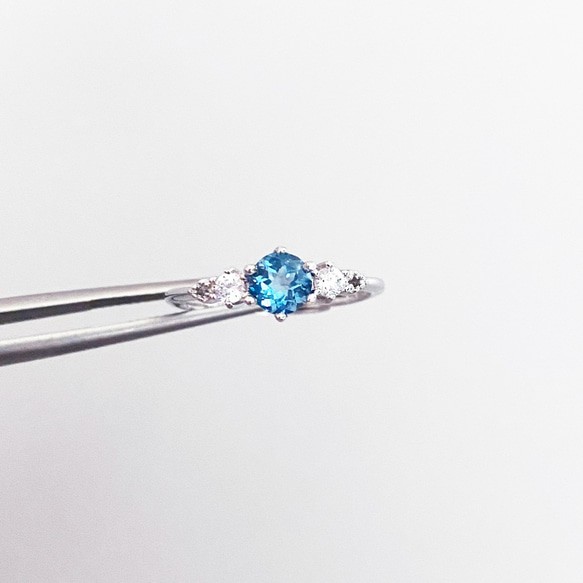 超閃的倫敦藍托帕石純銀戒指-可調式-11月誕生石-生日禮物 第2張的照片