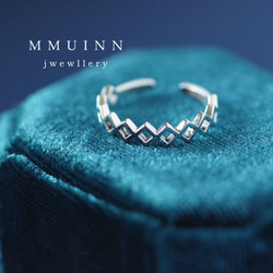 質感超好~菱形純銀素銀女生戒指-食指戒-開口戒-可調式--生日禮物 第5張的照片