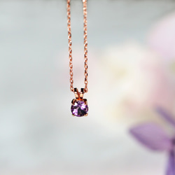 高品質-紫水晶玫瑰金項鍊5mm-項鏈-2月誕生石 第2張的照片