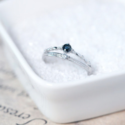 雙層藍寶石3mm純銀戒指-可調式-九月誕生石 第3張的照片