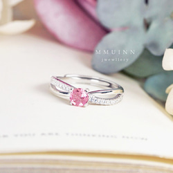 迷人的粉紅色碧璽戒指 • 可調式FreeSize • 寶石戒指 第2張的照片