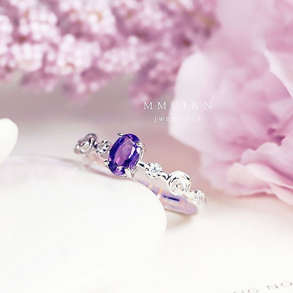 ［ 9折 ］玫瑰紫水晶戒指 • 可調式FreeSize ~2月誕生石AMETHYST 第2張的照片