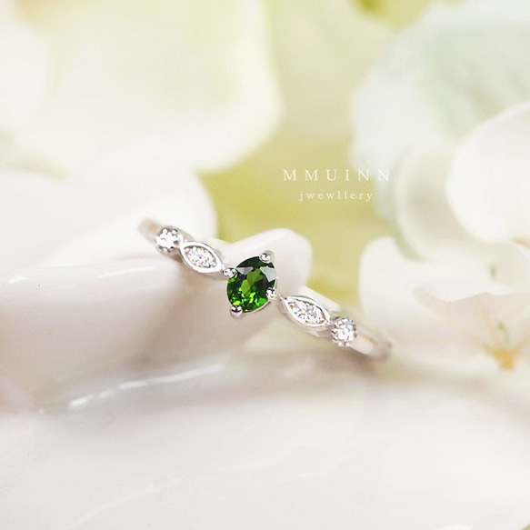 迷人的綠色透輝石戒指 • 可調式FreeSize • 寶石戒指 第2張的照片