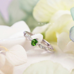 迷人的綠色透輝石戒指 • 可調式FreeSize • 寶石戒指 第3張的照片