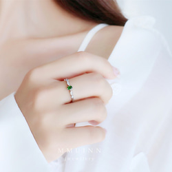 迷人的綠色透輝石戒指 • 可調式FreeSize • 寶石戒指 第5張的照片
