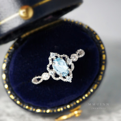頂級海藍寶戒指-可調式FreeSize-天然石寶石純銀戒指-3月誕生石AQUAMARINE 第1張的照片