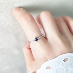 珍貴的藍寶石戒指 • 可調式FreeSize • 天然寶石細戒指 • 9月誕生石Sapphire 第3張的照片