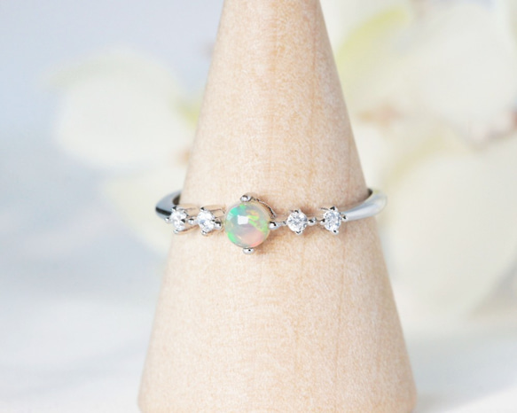 超美的..蛋白石歐泊戒指• 可調式FreeSize • 天然石寶石戒指~10月誕生石opal 第3張的照片