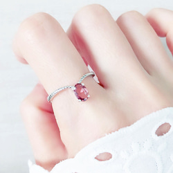 乾燥玫瑰粉色碧璽戒指 • 可調式FreeSize • 天然石寶石戒指 第1張的照片